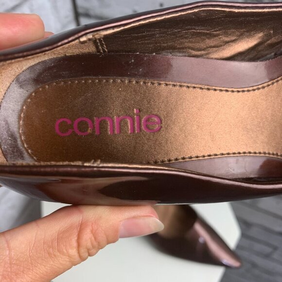 Connie Brown Patent Faux Leather Pointy Toe Pump High Heel Shoes - Picture 8 of 10